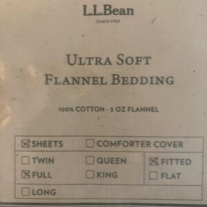 L.L. Bean flannel fitted sheet full new in package.   Color bay leaf.